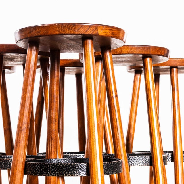 Wood Top Metal Ring Dark Bar Stool, 1960s For Sale - Image 7 of 10