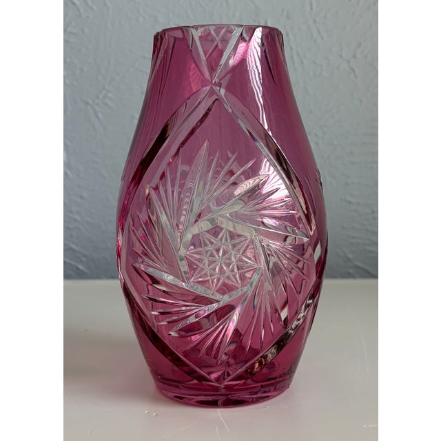 Set of Vintage Vases - Pink Glass, Floral Ceramic & Applied-Flower Glass For Sale - Image 4 of 13