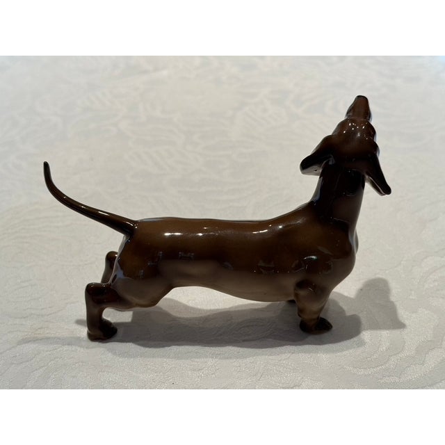 Hutschenreuther China Vintage Mid-Century German Hutschenreuther Porcelain Standing Dachshund Figurine For Sale - Image 4 of 8