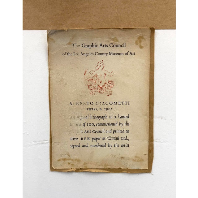 Alberto Giacometti Alberto Giacometti, Nu Assis (Lust 53), Rare Hand Signed Lithograph, 1965 For Sale - Image 4 of 4