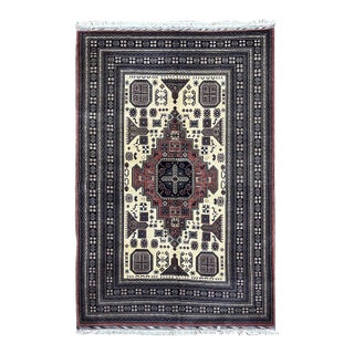 Afghan Turkmen Geometric Design Rug 6’8” X 9’10” For Sale