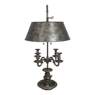 Steel Finish Candelabra Style Bouillotte Table Lamp For Sale