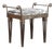 French 1930s Steel Bench with Out-Scrolling Arms, Tapered Legs and Toile Fabric For Sale
