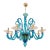 1980s Venini Style Blue Murano Glass Neoclassical Chandelier For Sale