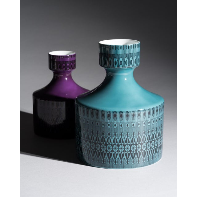 Pair of Rosenthal Studio-Line porcelain vases designed by Hans Theo Baumann in 1964. The related bottle forms are finished...
