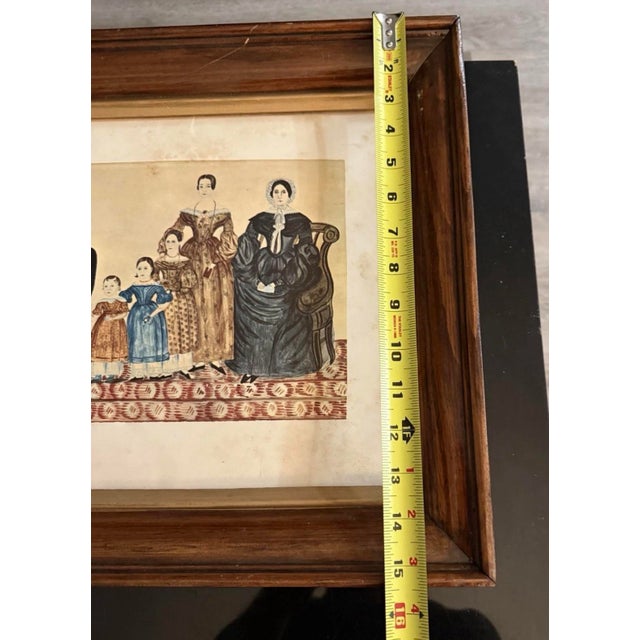 1930s Vintage Framed Folk Art Print Family Group Lithograph Artist Unknown For Sale - Image 5 of 6