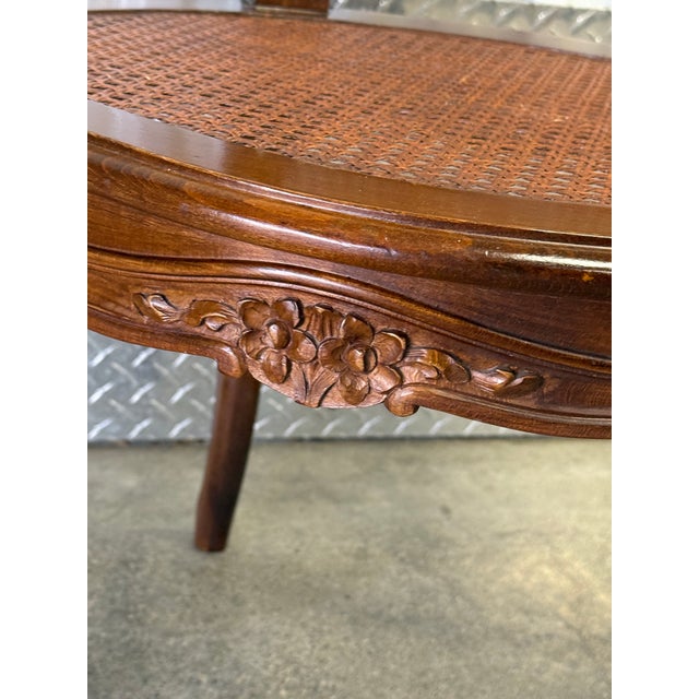 Wood Early 20th Century Carved Solid Walnut Caned Chair For Sale - Image 7 of 9
