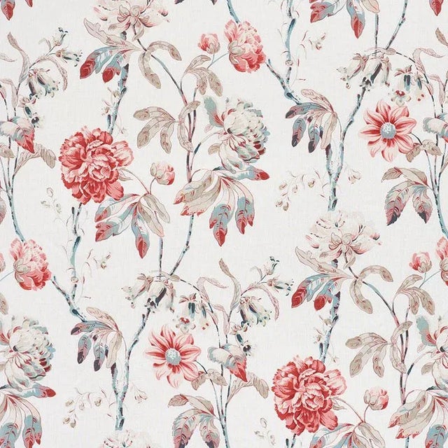 Originally printed in the early 20th century, these enchanting peony blossoms—with a subdued color palette and soft linen...