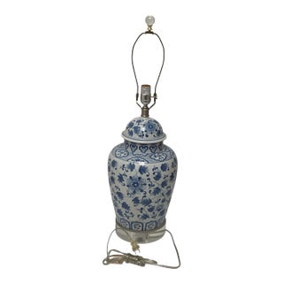 Chinoiserie Blue & White Porcelain Ginger Jar Table Lamp Acrylic Base China 2007 For Sale