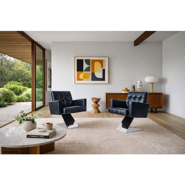 Stunning vintage stainless steel lounge chairs designed by the iconic designer Milo Baughman for Thayer Coggin in the...