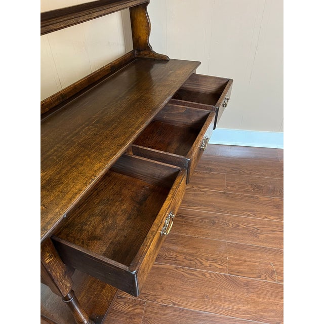 Antique English Dresser Sideboard Plate Rack Potboard Jacobean Tiger Oak C1900 For Sale - Image 15 of 18