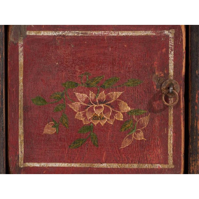 Antique Red TV Cabinet with Floral Details, 1900 For Sale - Image 15 of 18