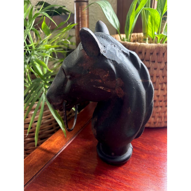 Antique Cast Iron Horse Head Hitching Post For Sale - Image 4 of 8