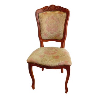 French Louis XV Style Cabriolet Chairs with Upholstery, 1950s, Set of 4 For Sale