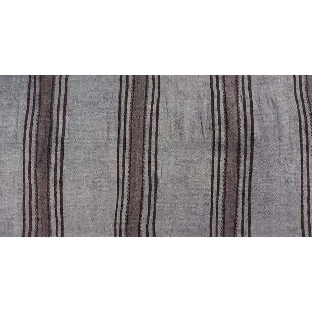 Vintage Turkish Kilim Runner With Gray and Brown Stripes 2'5 X 10'5 For Sale In Atlanta - Image 6 of 9