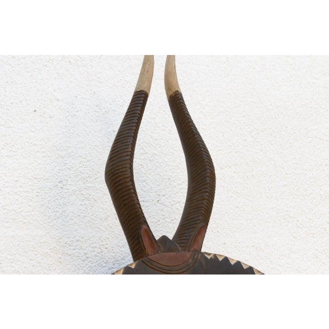 Wood Midnight Black Painted African Sun Mask For Sale - Image 7 of 11