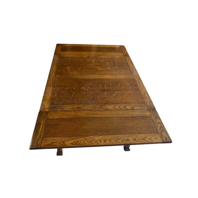 1930s Solid Oak Draw Leaf Table For Sale - Image 9 of 9