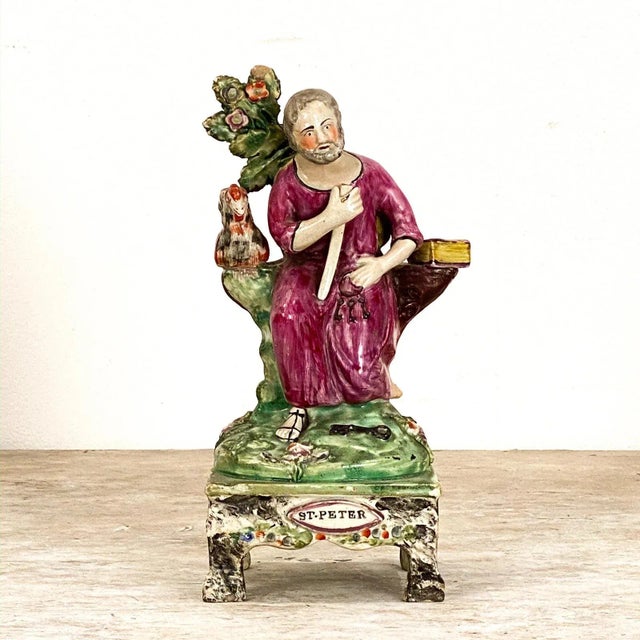 Circa 19th Century "St. Peter" Staffordshire Figure, England For Sale In San Francisco - Image 6 of 6
