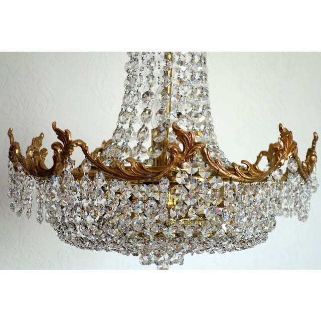 Gold Brass Lead and Crystal Chandelier from Palwa, 1970s For Sale - Image 8 of 15