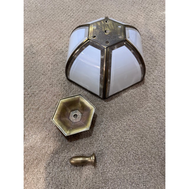 Vintage Solid Brass 3-Light Coach Lantern Wall Sconces – Frosted Dome – a Pair For Sale - Image 14 of 16