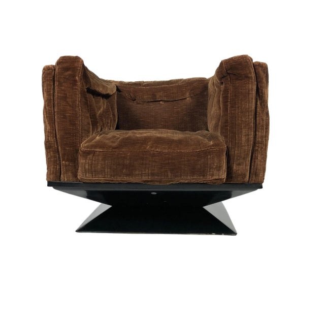 Brown Velvet Fiberglass Armchair by Luigi Pellegrin for Mim Roma, Italy, 1950s For Sale - Image 12 of 12