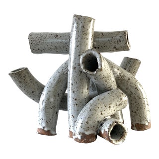 Studio Ceramic Abstract Tubular Glazed Stoneware Sculpture For Sale