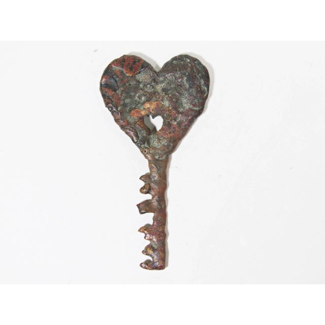 Artisan-Crafted Rustic Copper Key with Double Hearts Sculpture Ornament Valentine's Love Share the key to your heart with...