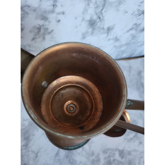 Metal 1950s Dutch Copper Pedastal Snotneus Whale Oil Lamp For Sale - Image 7 of 15