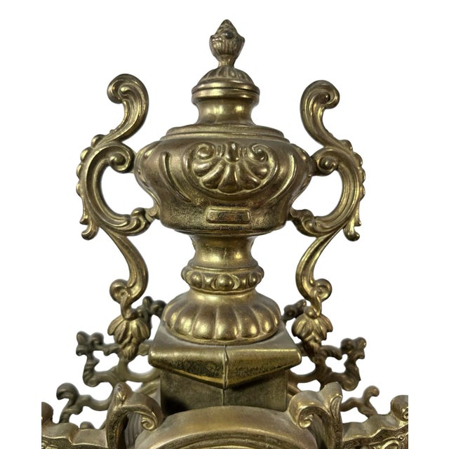 1960s French Style Mantel Clock and Candelabra Garniture Set by Frank Hermle - 3 Piece Set For Sale - Image 10 of 12