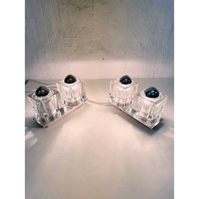 Silver Glass Cube Wall Lamps, 1970s, Set of 2 For Sale - Image 8 of 9