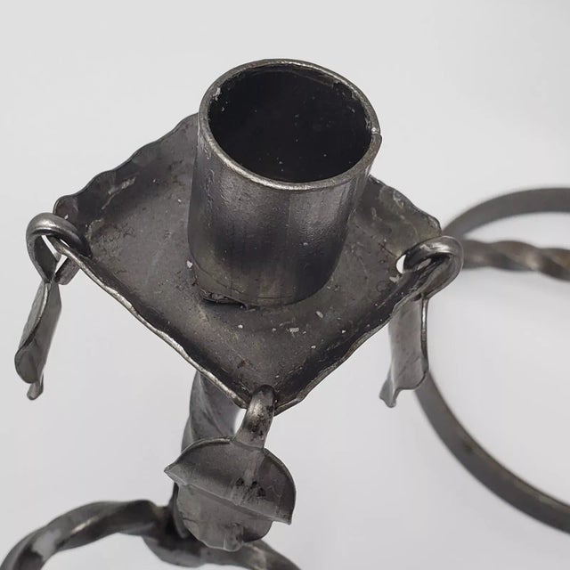 Set of 3 Metal Candelabra Candle Holders Svensk Kvalitetsprodukt Smedjan Sweden Mid 20th Century For Sale In Minneapolis - Image 6 of 6