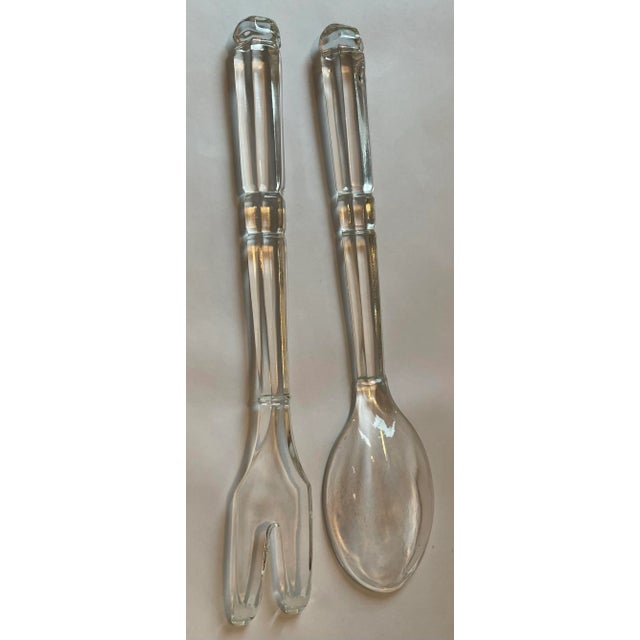 Mid-Century Modern Vintage Glass Salad Serving Set For Sale - Image 3 of 6