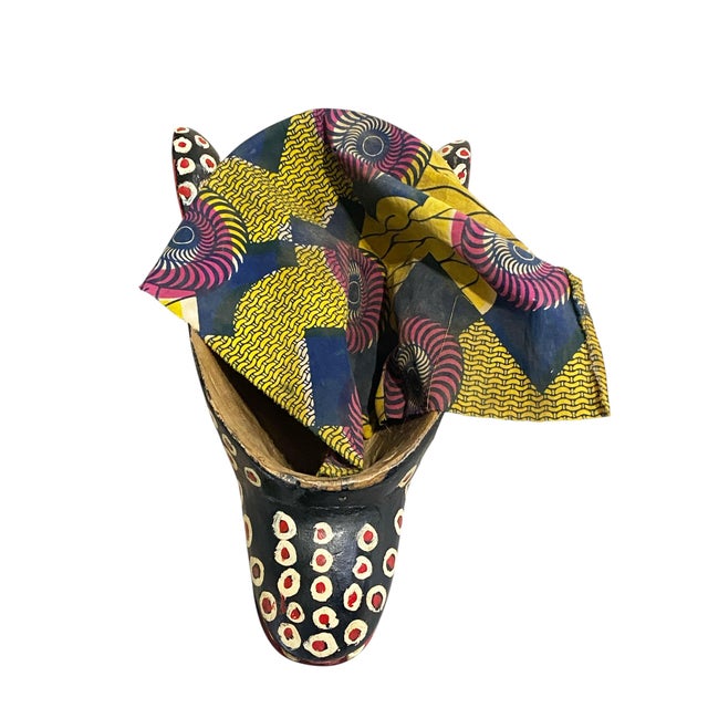 Vintage African Colorful Leopard Mask Bozo Bamana 16" H For Sale - Image 4 of 9