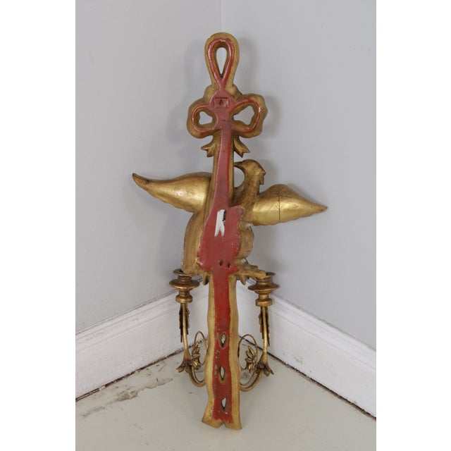 Pair of Federal Style Gold Finish Eagle Candle Sconces For Sale - Image 13 of 13