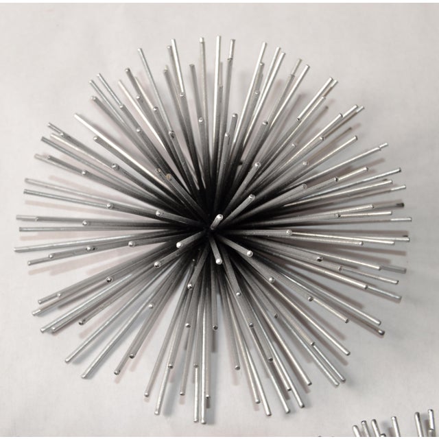 Set of 3 Vintage Curtis Jeré Style Silver Finish Starburst Sputnik Pom Pom Sea Urchin Wall Sculptures For Sale - Image 9 of 13