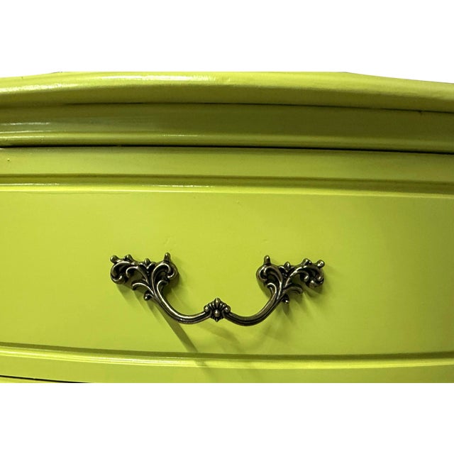 Chartreuse Vintage Serpentine Lowboy by Broyhill Reimagined in Lime Chartreuse For Sale - Image 8 of 10