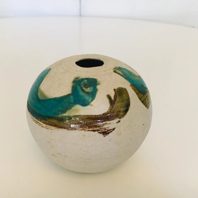 Mid-Century Modern Art Pottery Vase Vessel 1970's Mid Century Modern For Sale - Image 3 of 6