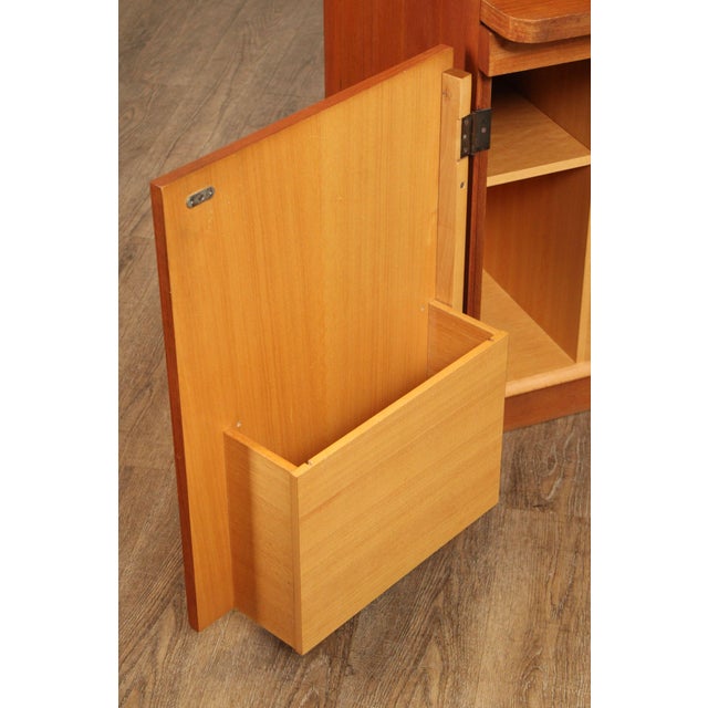 Mid 20th Century Danish Modern Vintage Teak Roll Top Bar Cabinet or Secretary Desk For Sale - Image 5 of 12