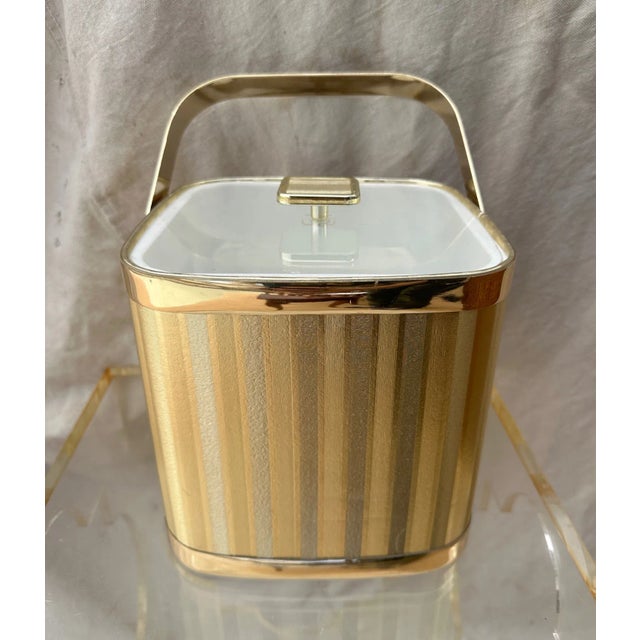 Culver Ltd. Vintage Culver Gold Striped Ice Bucket For Sale - Image 4 of 7