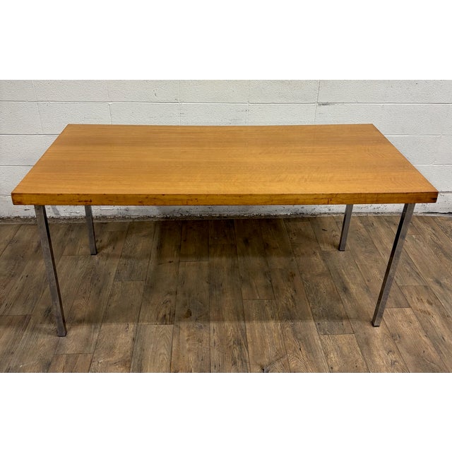 Wood Vintage Danish Scandinavian Style MCM Dining Table Desk Console For Sale - Image 7 of 14