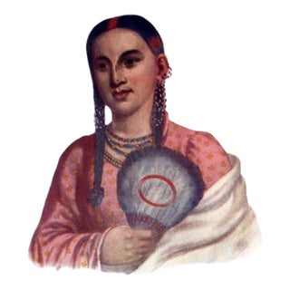 1933, North American Indian Portrait, an Iowa Female, Original Vintage Native American Color Print For Sale