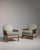 French Mid 20th Century Pair of Eclectic Upholstered Armchairs with Rattan Accents For Sale - Image 3 of 13