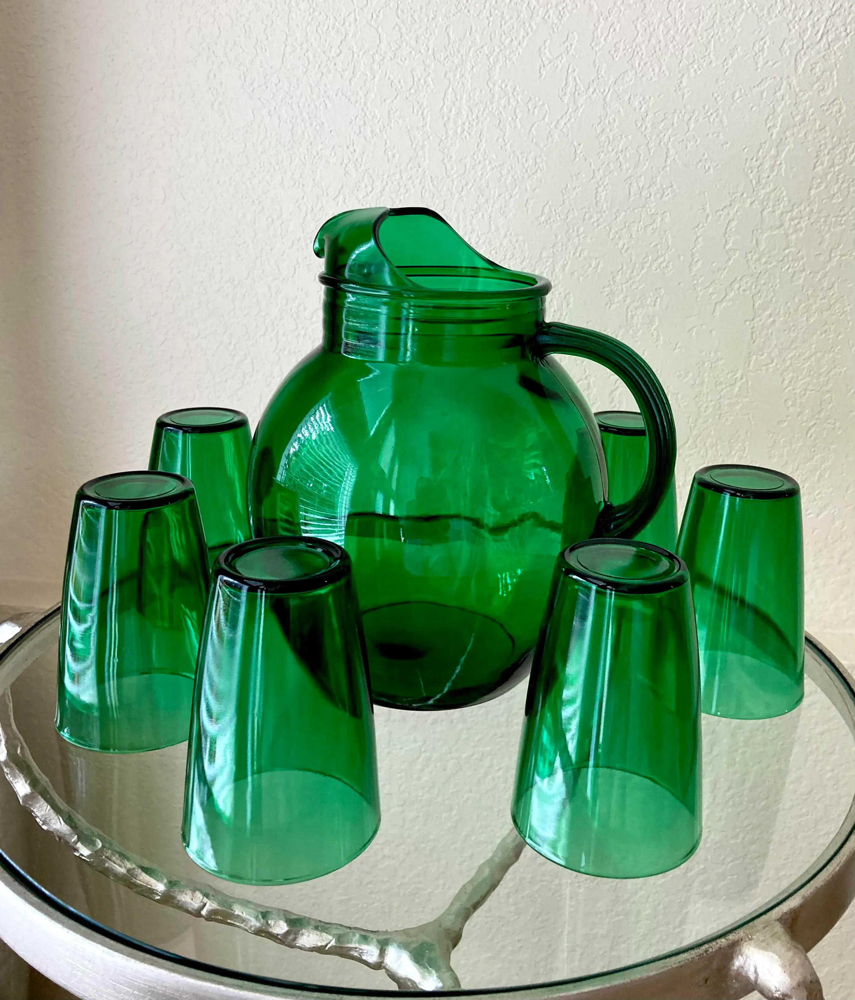 Mid 20th-Century Anchor Hocking Roly-Poly Forest Green Beverage