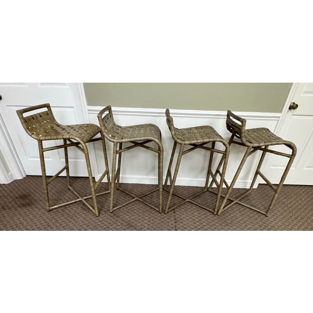 Baker Furniture Company Baker / McGuire Steven Volpe Organic Rawhide Crin Bar Stools- Set of 4 For Sale - Image 4 of 12