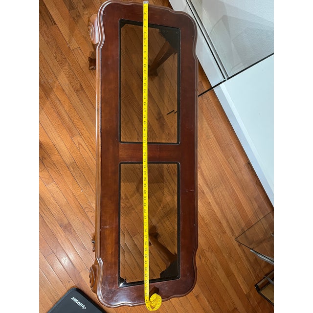 Vintage Chippendale Style Mahogany Dual Glass Top Console Sofa Table For Sale - Image 11 of 12