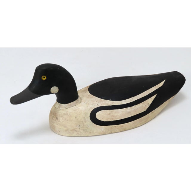 Vintage Hand Carved & Hand Painted Pine Wood Duck Decoy From Maine For Sale - Image 13 of 13