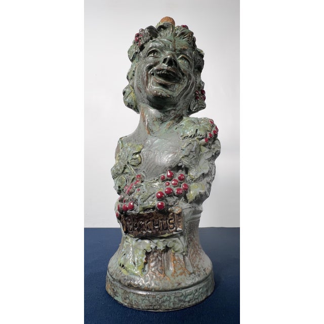 Hollywood Regency Mid 20th Century Italian Luxardo Bacchus Figural Ceramic Decanter Sculpture For Sale - Image 3 of 13