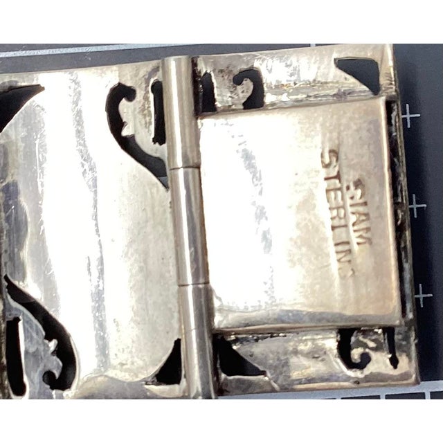 Modern Vintage Siam Sterling Silver Panel-Link Bracelet For Sale - Image 3 of 3