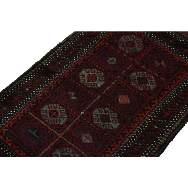Rug & Kilim Rug & Kilim’s Baluch Tribal Rug in Burgundy With Teal Blue Geometric Patterns For Sale - Image 4 of 8