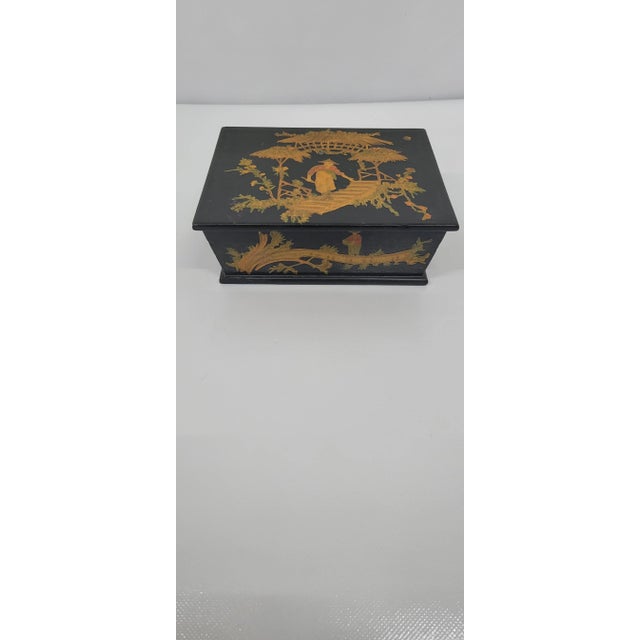 1920s Vintage Black Asian Box For Sale - Image 4 of 8